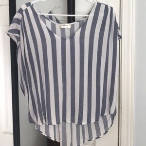 Blue/White Striped Loose Top